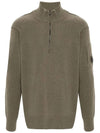 Lambswool GRS Half Zip-Up Knit Top Walnut - CP COMPANY - BALAAN 4