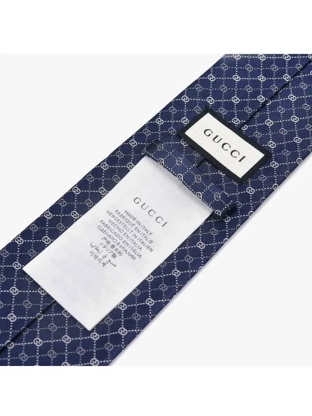 GG Dot Pattern Silk Tie Navy - GUCCI - BALAAN 4