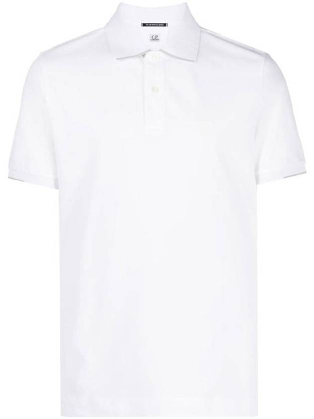 Men's Logo Patch Short Sleeve Polo Shirt White - CP COMPANY - BALAAN 2