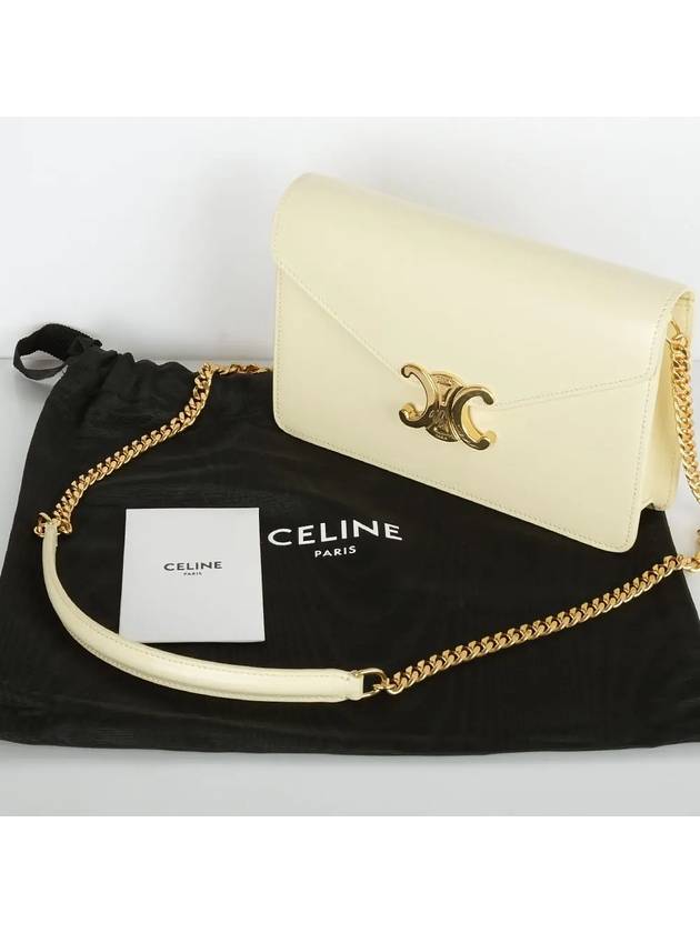 Triomphe Chain Shiny Calfskin Half Wallet Light Yellow - CELINE - BALAAN 8