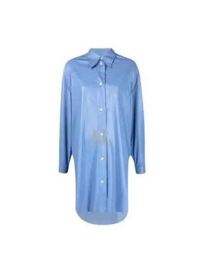 Leather Oversized Shirt Short Dress Blue - MAISON MARGIELA - BALAAN 2