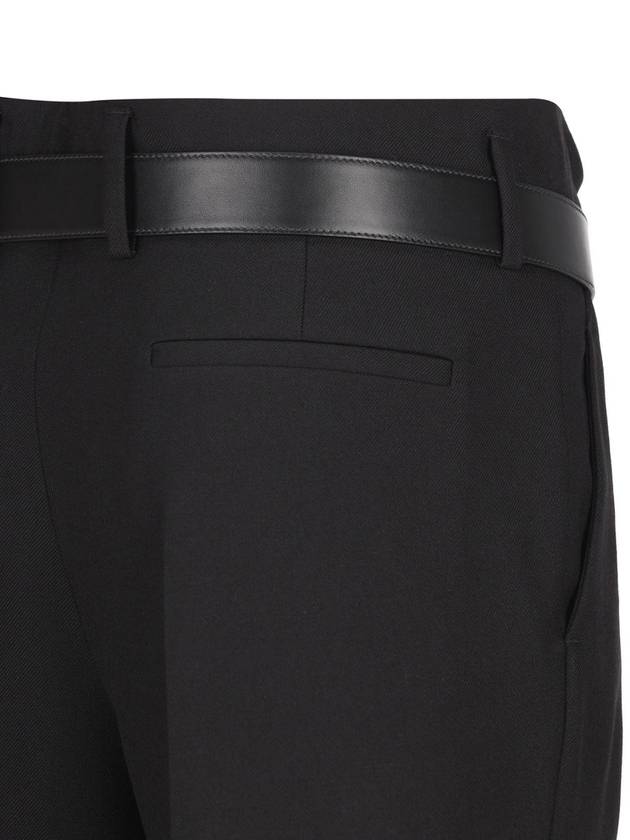 Wool Gabardine Straight Pants Black - PRADA - BALAAN 4