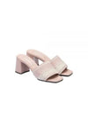 Embroided Logo Fabric Sandals Heel Pink - PRADA - BALAAN 2