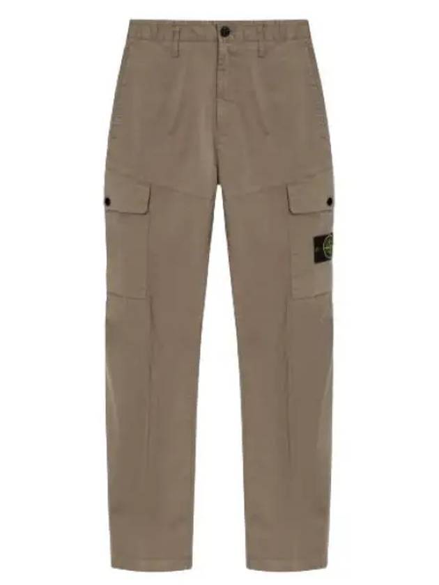 33908 Organic Cotton Satin Stretch Cargo Straight Pants Brown - STONE ISLAND - BALAAN 2