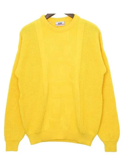 Logo Crew Neck Knit Top Yellow - GCDS - BALAAN 2