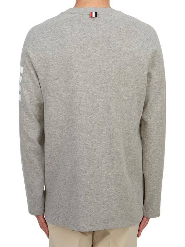 4-Bar Striped Cotton Long Sleeve T-Shirt Light Grey - THOM BROWNE - BALAAN 5