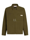 Logo Patch Zip-Up Long Sleeve Shirt Green - MARNI - BALAAN 2