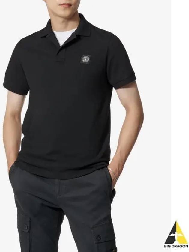 Logo Patch Polo Shirt Black - STONE ISLAND - BALAAN 2