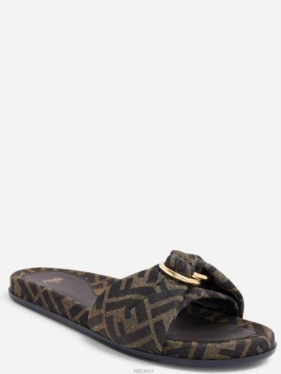 Feel FF Jacquard Slippers Brown - FENDI - BALAAN 2