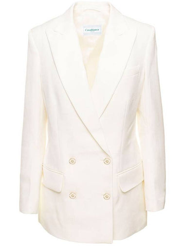 White Double Breasted Blazer In Silk Blend Woman - CASABLANCA - BALAAN 1