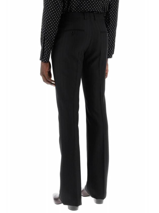 Striped Wool Flare Slacks Black - CELINE - BALAAN 4