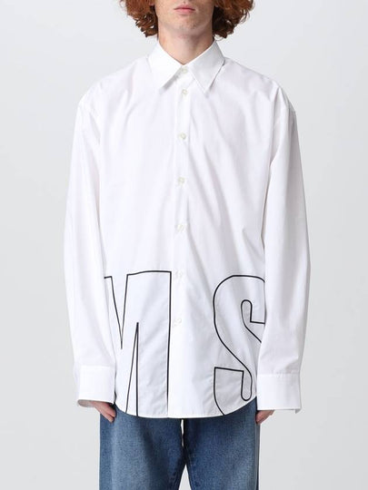 Embroidered Logo Cotton Long Sleeve Shirt White - MSGM - BALAAN 2