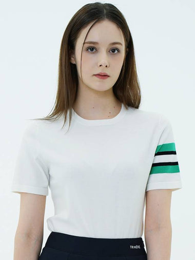 Signature line short sleeve round knit WOMAN IVORY T22WTN0411 - TRIMERE - BALAAN 1