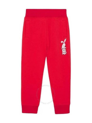 Burberry Girls Bright Red Jersey Cotton Rabbit Joggers Size 14Y - BURBERRY - BALAAN 1