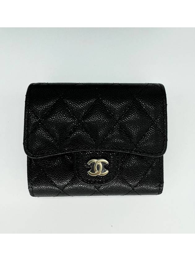 Classic Small Flap Grained Calfskin Half-Wallet Gold Metal Black - CHANEL - BALAAN 5