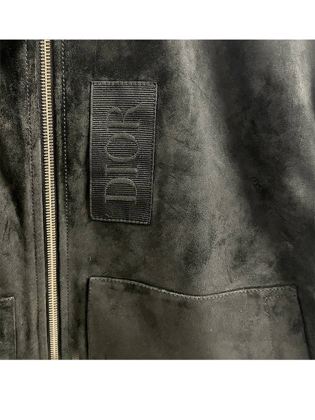 Men's Zipper Varsity Calfskin Bomber Jacket Black - DIOR - BALAAN 6