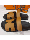 Chypre H Logo Calfskin Sandals Brown - HERMES - BALAAN 3