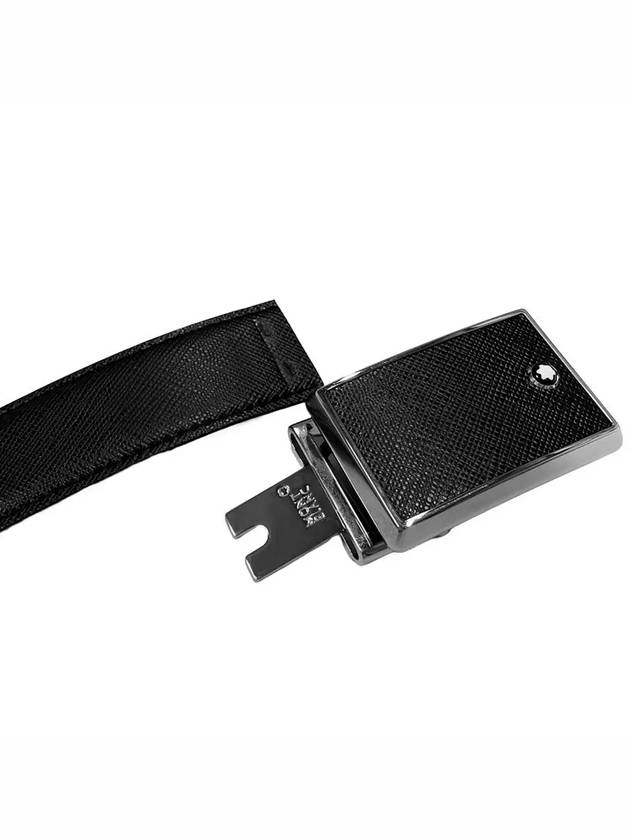 Plate Buckle Saffiano Leather Belt Black - MONTBLANC - BALAAN 7