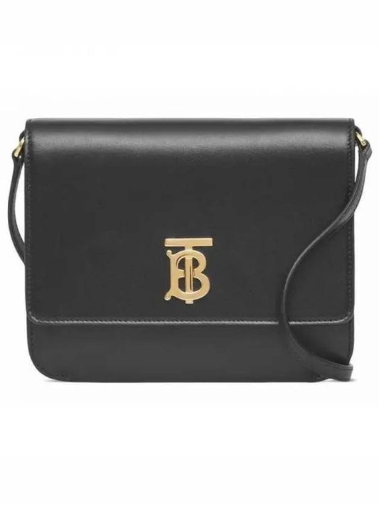 TB Logo Leather Flat Mini Cross Bag Black - BURBERRY - BALAAN 2