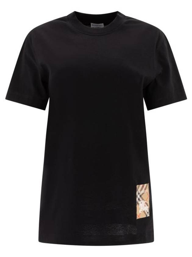 Check Label Cotton Short Sleeve T-Shirt Black - BURBERRY - BALAAN 1