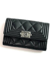 Boy  Flap Card Holder Grained Calfskin Ruthenium Black - CHANEL - BALAAN 2