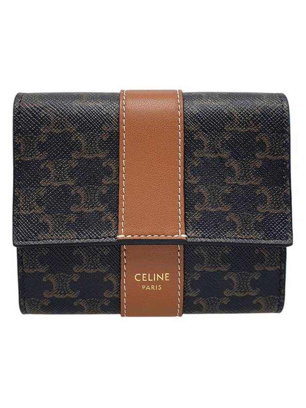 Celine 10D572BZ9 Triope Canvas 3 fold Ring Wallet - CELINE - BALAAN 1