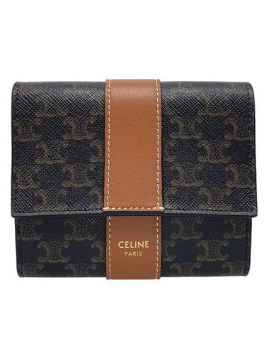 Celine 10D572BZ9 Triope Canvas 3 fold Ring Wallet - CELINE - BALAAN 1