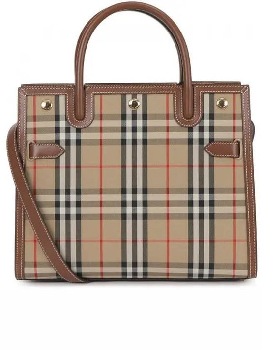 Small Vintage Check Title Tote Bag Beige - BURBERRY - BALAAN 2