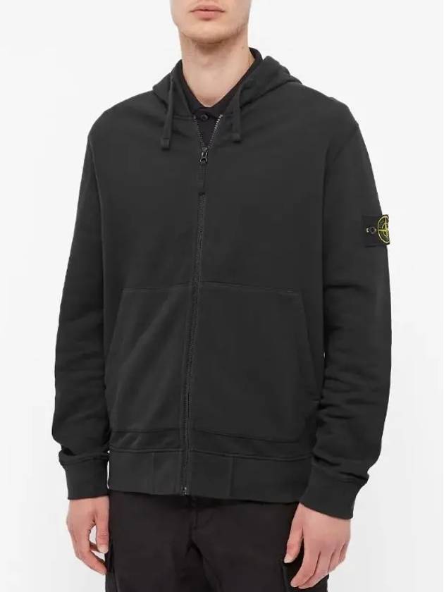 Wappen Patch Cotton Zip Up Hoodie Black - STONE ISLAND - BALAAN 4