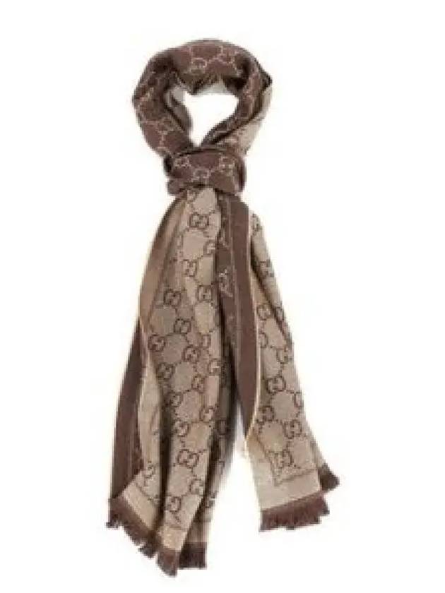 GG Jacquard Pattern Knit Muffler Light Brown - GUCCI - BALAAN 2