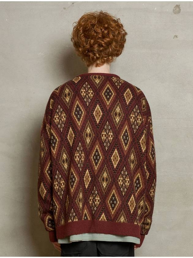 argyle mohair cardigan wine - UNALLOYED - BALAAN 4