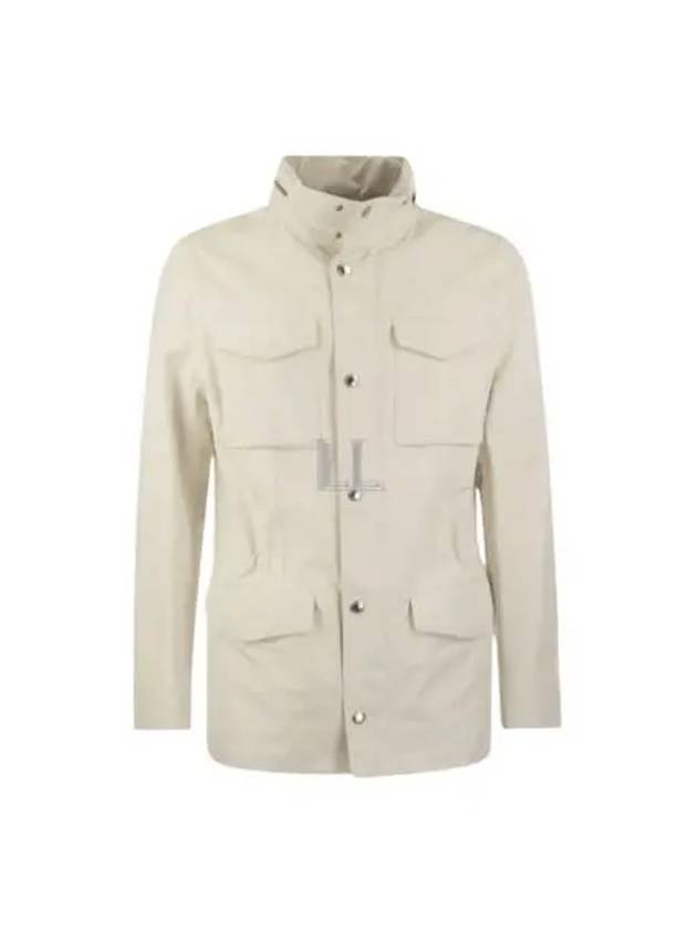 Stand-Up Collar Linen Blend Coat Offwhite - BRUNELLO CUCINELLI - BALAAN 2