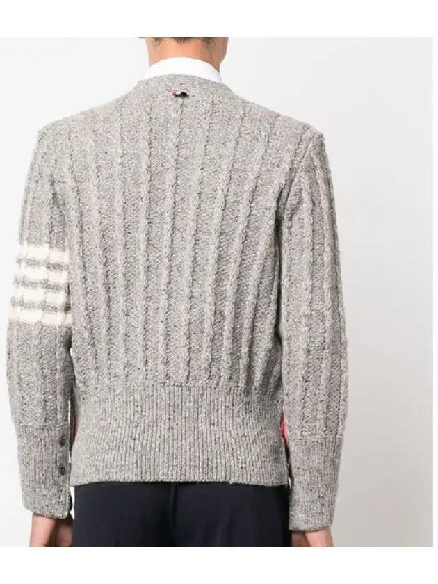 Cable Knitwear Virgin Wool Cardigan Grey - THOM BROWNE - BALAAN 3