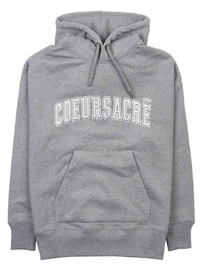 Coeur Sacre Embroidered Lettering Logo Hoodie Grey - AMI - BALAAN 2