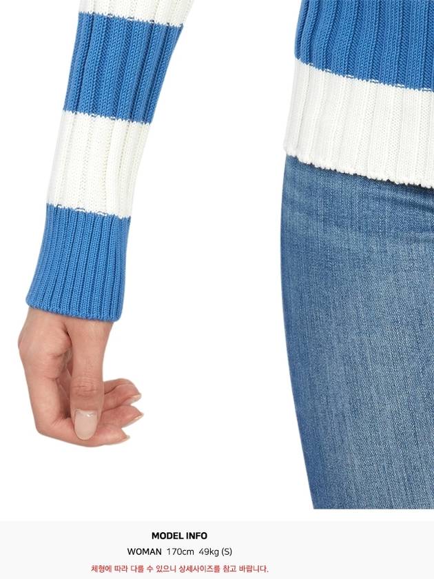 Striped Hooded Knit Top White Blue - MONCLER - BALAAN.