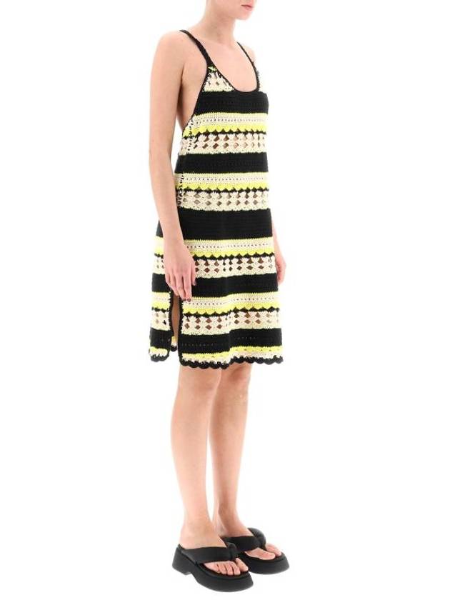 Striped Crochet Midi Dress - GANNI - BALAAN 3