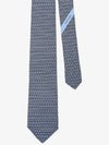 Interwoven Gancini Print Silk Tie Navy Blue - SALVATORE FERRAGAMO - BALAAN 3