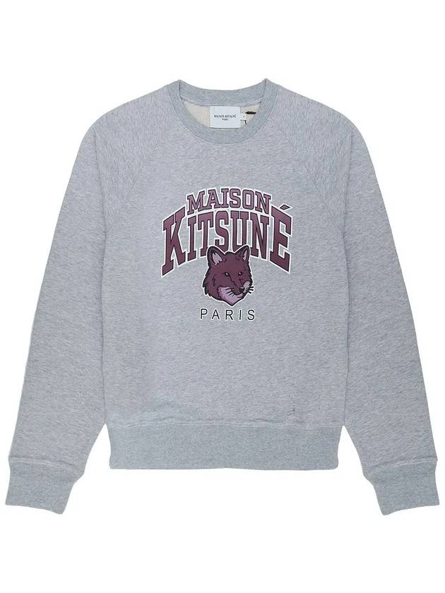 Campus Fox Print Cotton Sweatshirt Light Grey Melange - MAISON KITSUNE - BALAAN 3