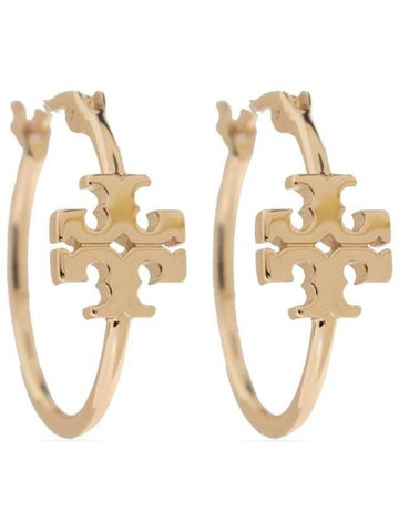 Logo Sculpted Hoop Earrings Gold - TORY BURCH - BALAAN 1