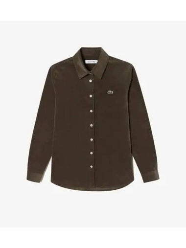 women corduroy shirt brown - LACOSTE - BALAAN 1