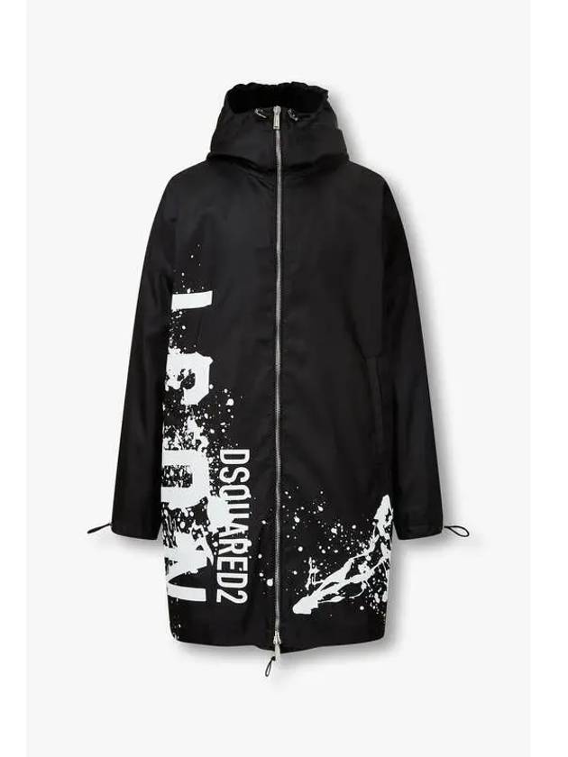 Men s Splash ICON Hooded Coat Black - DSQUARED2 - BALAAN 1