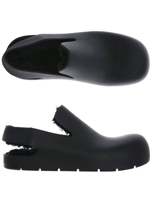 shearling puddle sandals black - BOTTEGA VENETA - BALAAN.
