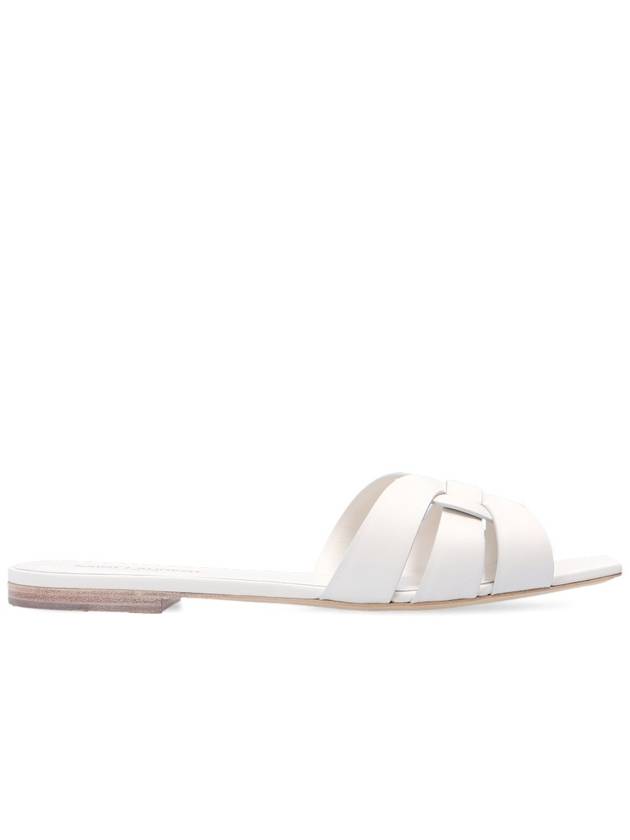 Tribute Smooth Leather Mules White - SAINT LAURENT - BALAAN 3