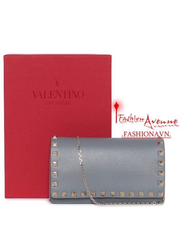 Rockstud Chain Shoulder Bag Grey - VALENTINO - BALAAN 7