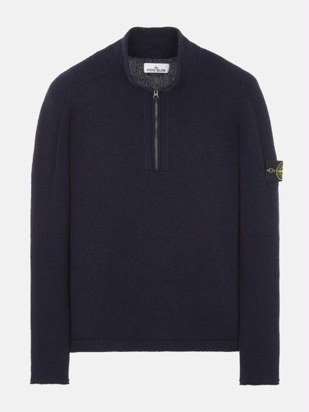 Wappen Patch Lambswool Half-Zip Knit Top Navy - STONE ISLAND - BALAAN 2