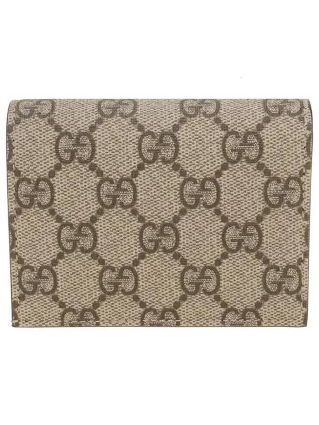 GG Marmont Supreme Button Card Wallet Light Beige Ebony - GUCCI - BALAAN 4