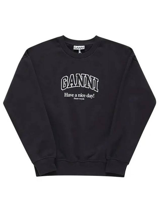 Logo Print Sweater Black - GANNI - BALAAN 2