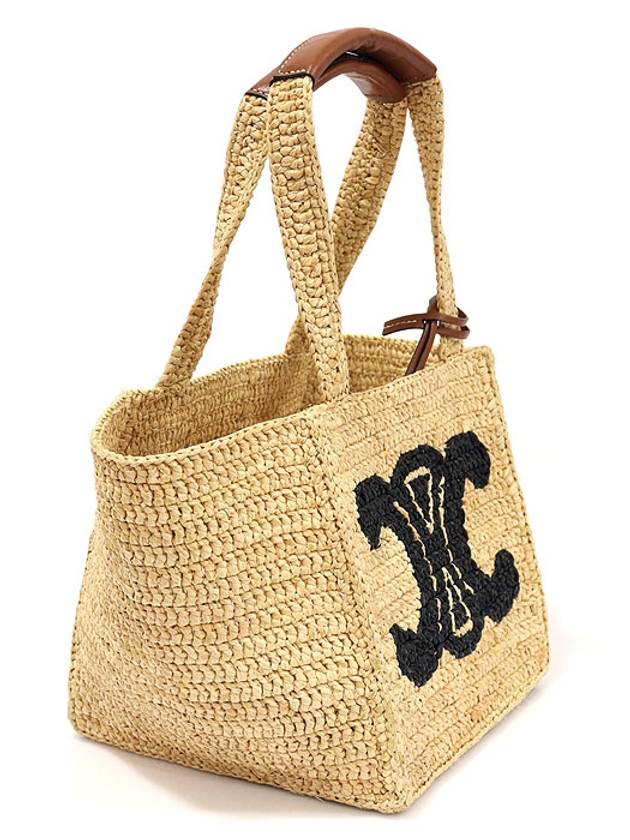 199202EDO 02NT Raffia Tan Calfskin Cube Tote Bag - CELINE - BALAAN 4