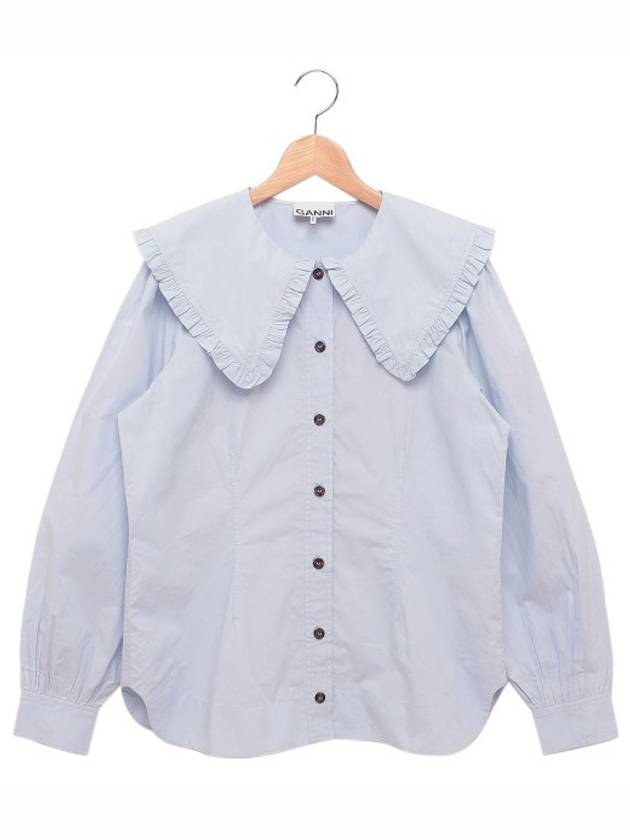 Poplin Frill Collar Shirt Blouse Heather - GANNI - BALAAN 2