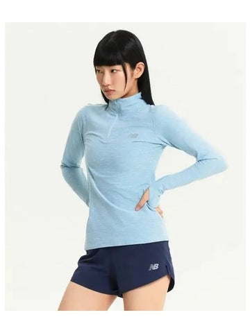 NBNDE4P012 WOMEN Training Half Zip Up BLUE - NEW BALANCE - BALAAN 1